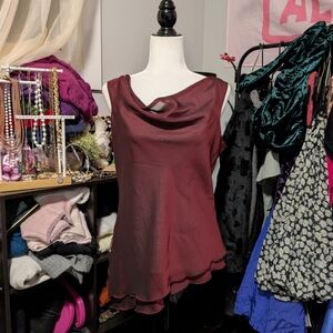 Vintage Sheer Sleeveless Asymmetrical Top